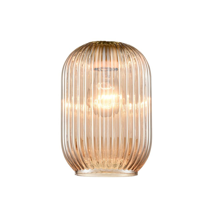 Franklite Mezcla 393 Amber Ribbed Glass - 150mm Diameter - Glass Only
