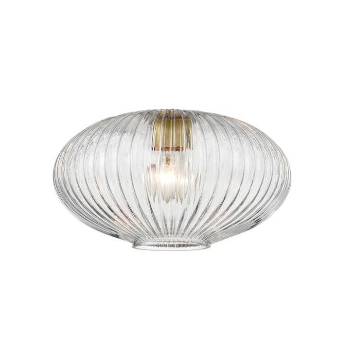 Franklite Mezcla 394 Clear Ribbed Glass - 240mm Diameter - Glass Only