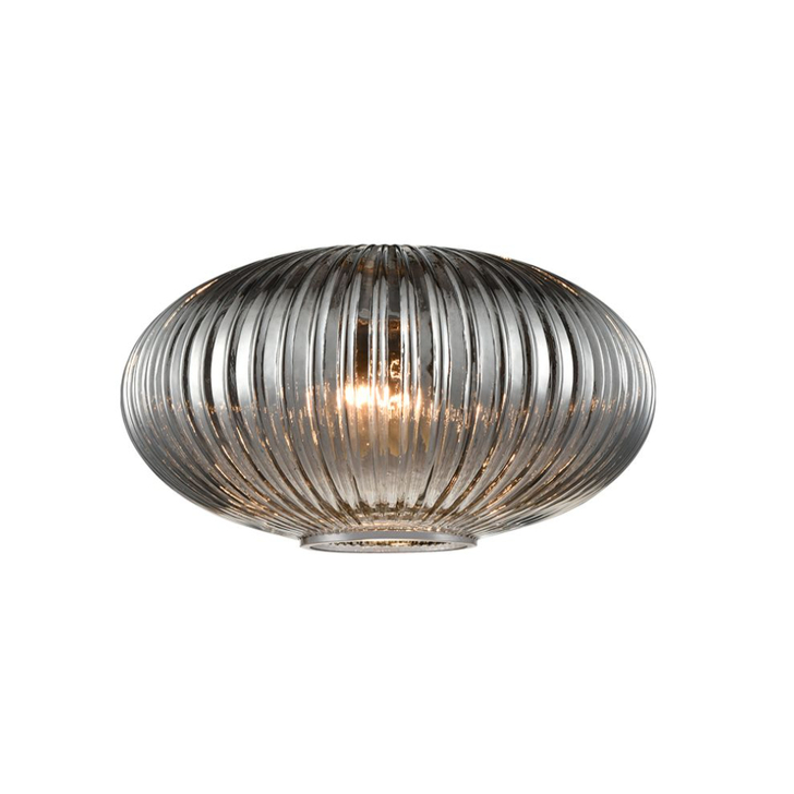 Franklite Mezcla 395 Smoked Ribbed Glass - 240mm Diameter - Glass Only