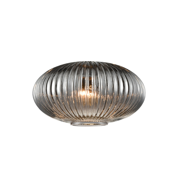 Franklite Mezcla 398 Smoked Ribbed Glass - 300mm Diameter - Glass Only