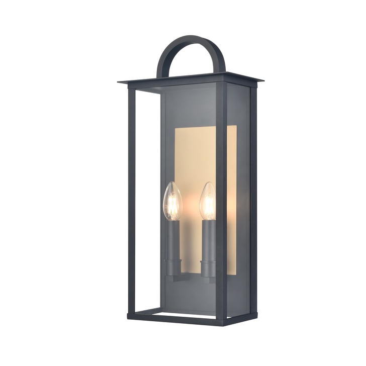 Franklite Nightingale 2 Light Medium Exterior Wall Light In Matt Black & Aged Brass - IP44