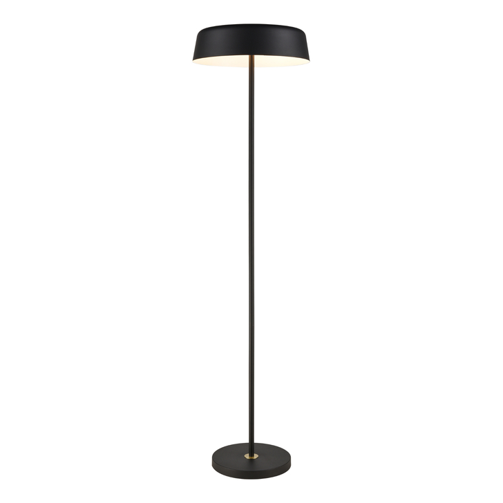 Franklite Otto Matt Black Metal Floor Lamp Complete With Aged Brass Detailing And Dimmer