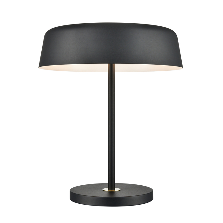 Franklite Otto Matt Black Metal Table Lamp Complete With Aged Brass Detailing And Dimmer