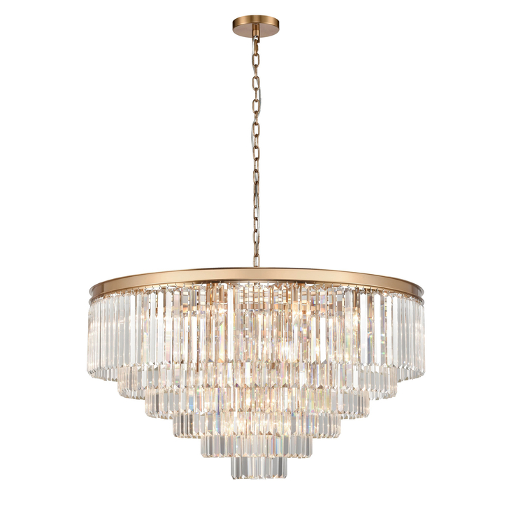 Franklite Perdita Aged Brass 30 Light Extra Large 6 Tier Round Crystal Pendant Light - 800mm
