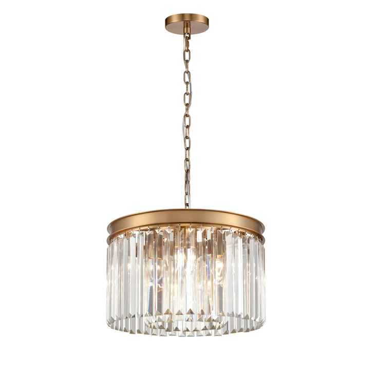 Franklite Perdita Aged Brass 5 Light Round Crystal Pendant Light - 400mm