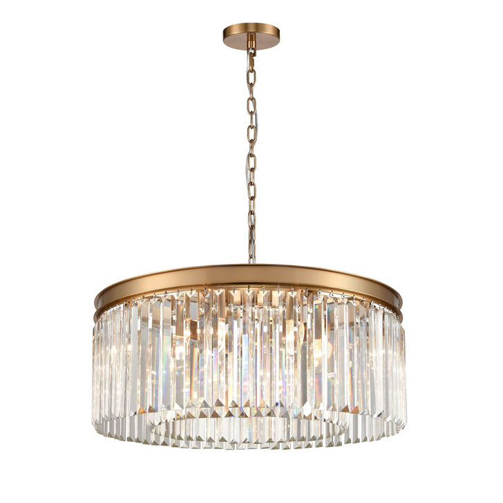 Franklite Perdita Aged Brass 8 Light Round Crystal Pendant Light - 600mm