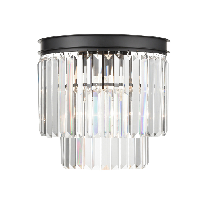 Franklite Perdita Matt Black Crystal Wall Light