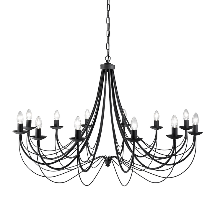 Franklite Philly Matt Black 12 Light Chandelier