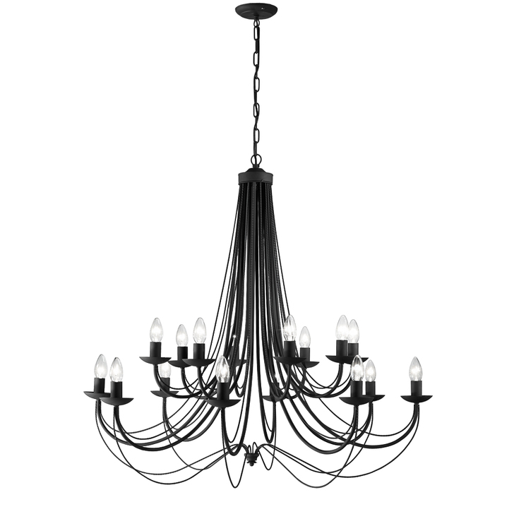 Franklite Philly Matt Black 16 Light Chandelier