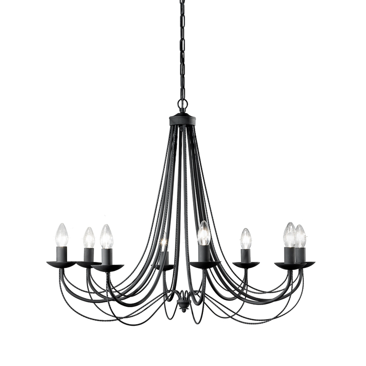 Franklite Philly Matt Black 8 Light Chandelier