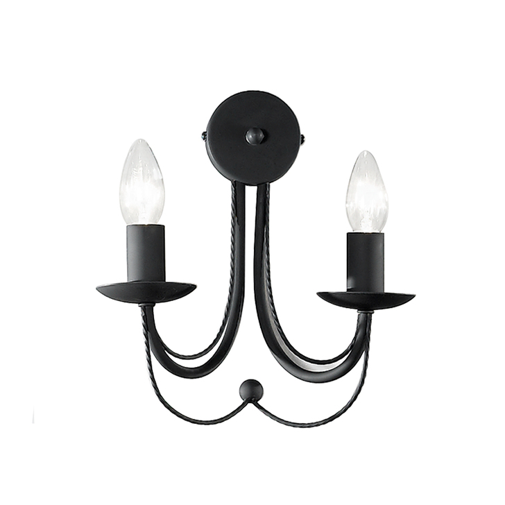 Franklite Philly Matt Black Double Wall Light