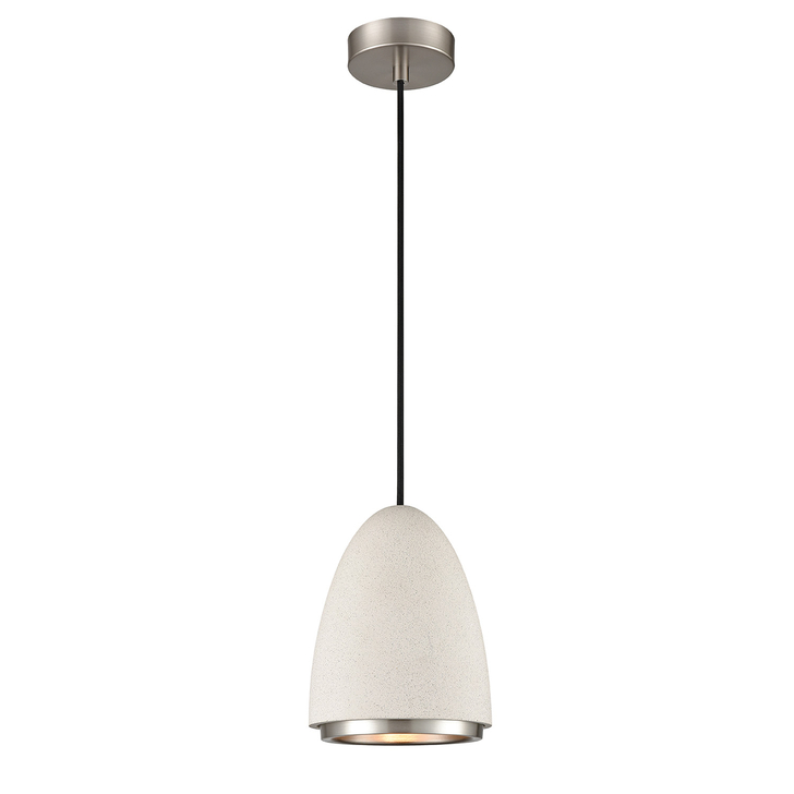 Franklite Precis White Textured Cement Pendant Light Complete With Satin Nickel Detailing
