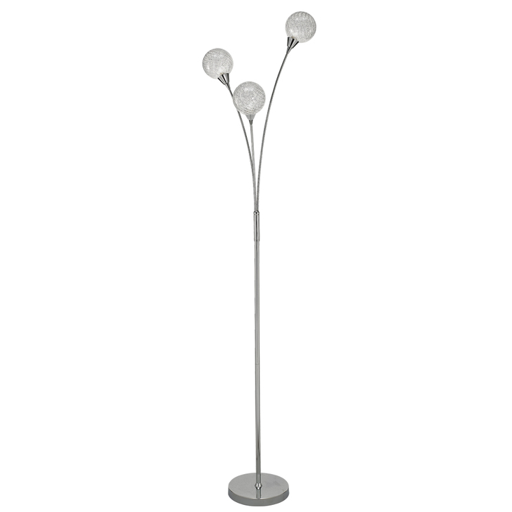 Franklite Protea Polished Chrome 3 Light Floor Lamp Complete With Clear Glasses