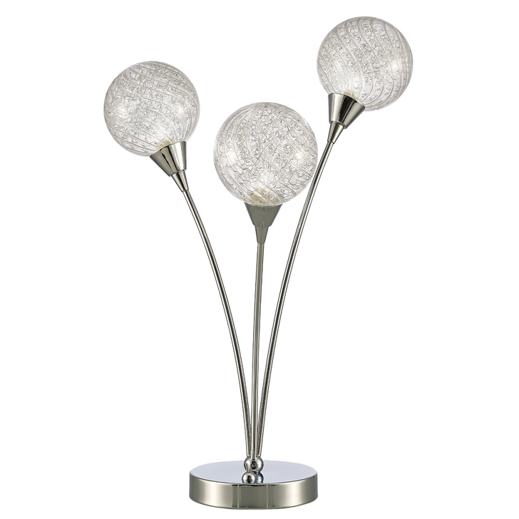 Franklite Protea Polished Chrome 3 Light Table Lamp Complete With Clear Shades