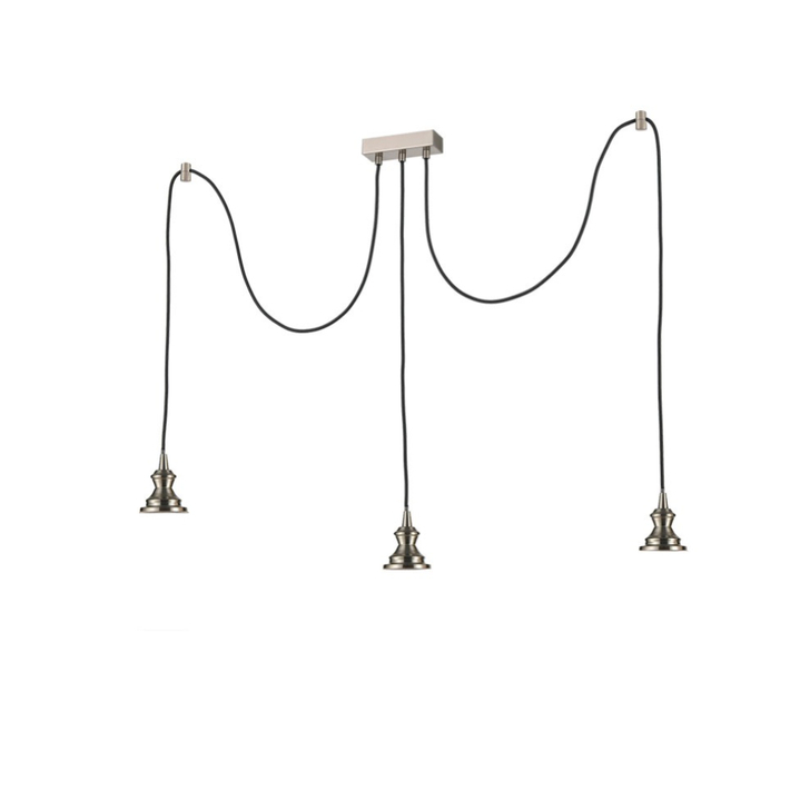 Franklite Refract Satin Nickel Finish 3 Light Kitchen Island Adjustable Spreader With Ceiling Hooks