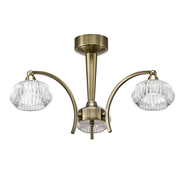 Franklite Ripple Bronze 3 Light Flush Ceiling Light Complete With Clear Glass