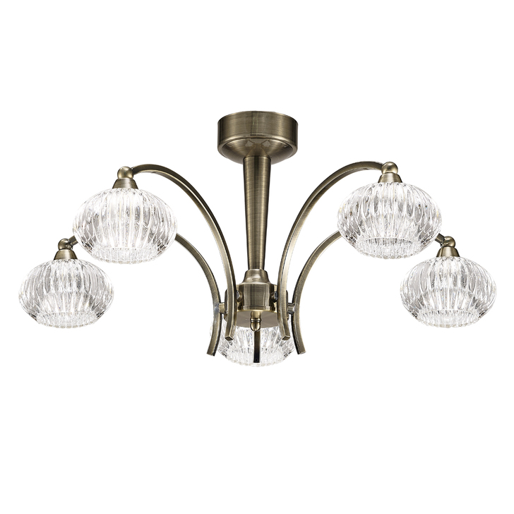 Franklite Ripple Bronze 5 Light Flush Ceiling Light Complete With Clear Glass