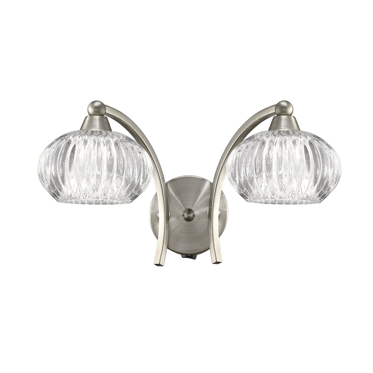 Franklite Ripple Satin Nickel Double Wall Light Complete With Clear Glass