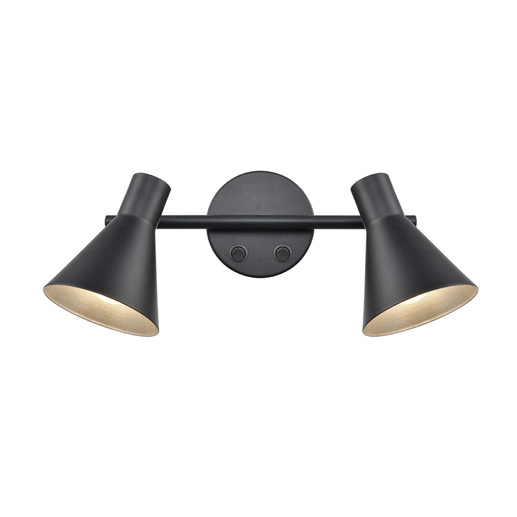 Franklite Scoop Matt Black Decorative Double Spotlight Complete With Silver Interiors - Switched