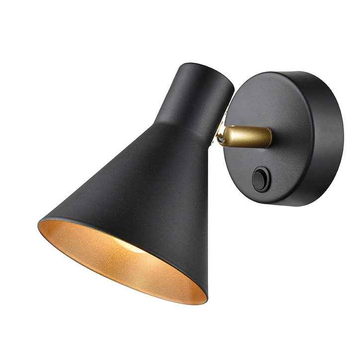Franklite Scoop Matt Black Decorative Spotlight Complete With Gold Interior - Switched