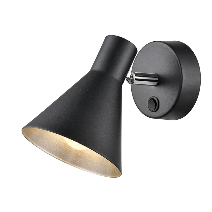 Franklite Scoop Matt Black Decorative Spotlight Complete With Silver Interior - Switched