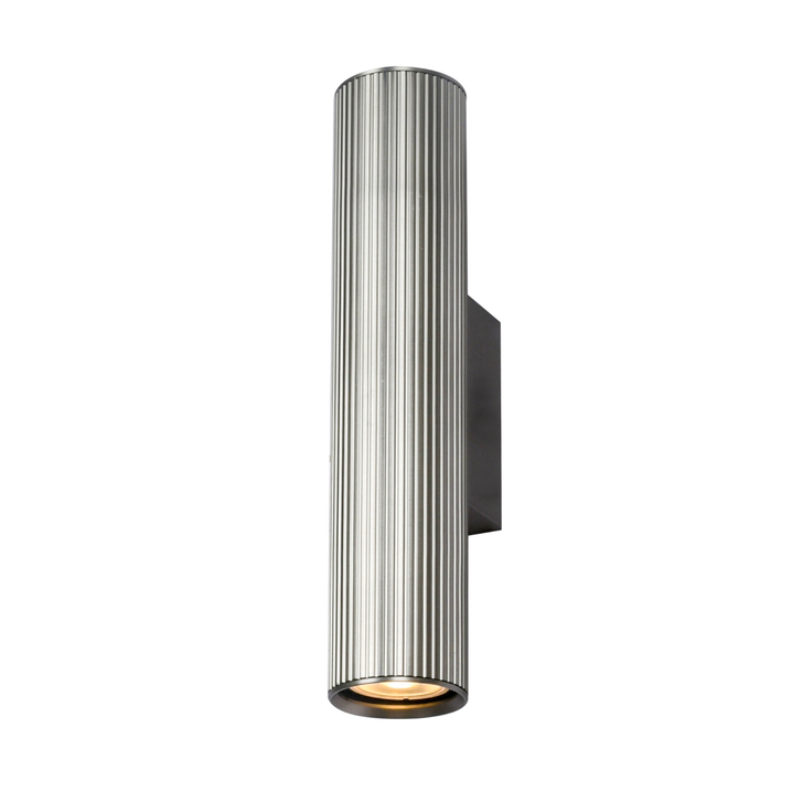 Franklite Scout Ribbed Satin Nickel Up And Down Indoor Wall Light