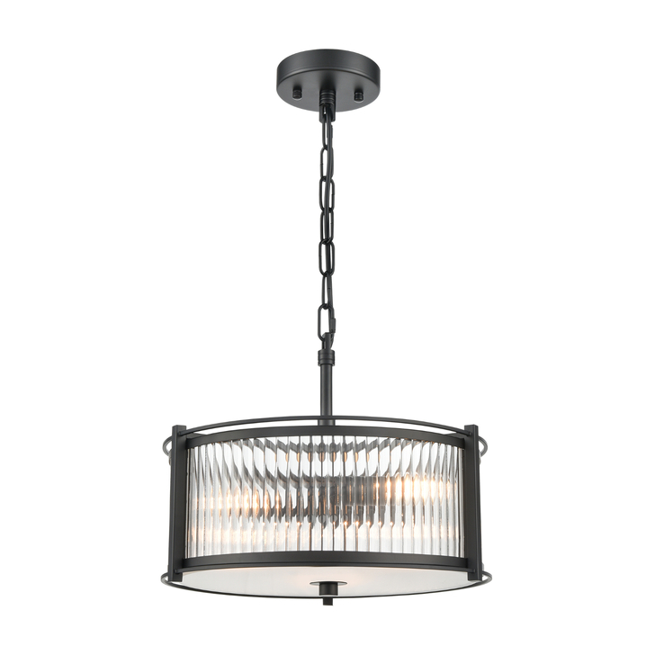 Franklite Sloane Matt Black 3 Light Ceiling Light Complete With Glass Rods - 350mm