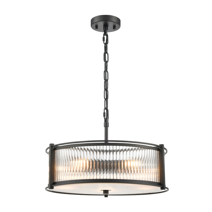 Franklite Sloane Matt Black 5 Light Ceiling Light Complete With Glass Rods - 450mm