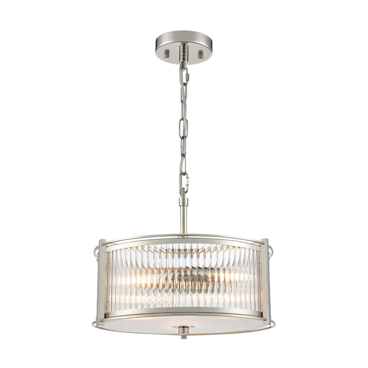 Franklite Sloane Polished Nickel 3 Light Ceiling Light Complete With Glass Rods - 350mm