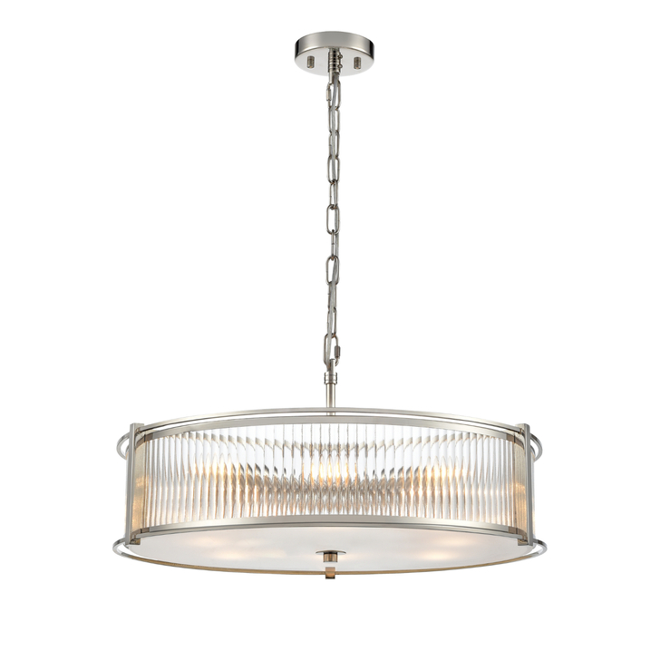 Franklite Sloane Polished Nickel 8 Light Ceiling Light Complete With Glass Rods - 590mm