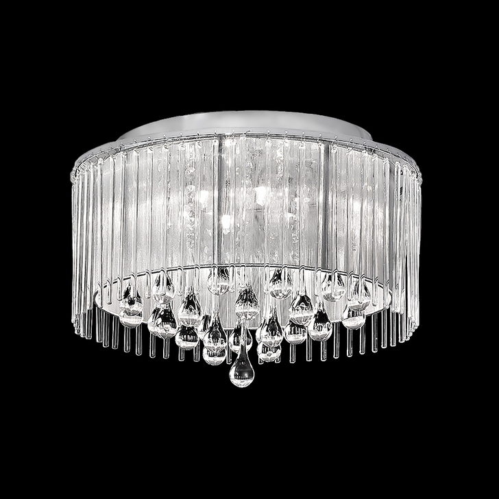 Franklite Spirit 400mm Polished Chrome Crystal 6 Light Flush Ceiling Light