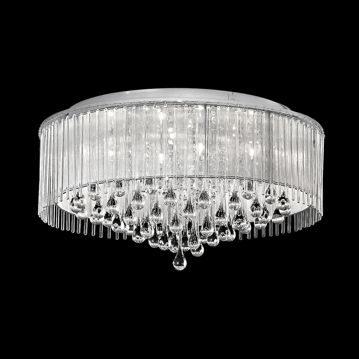 Franklite Spirit 800mm Polished Chrome Crystal 8 Light Flush Ceiling Light