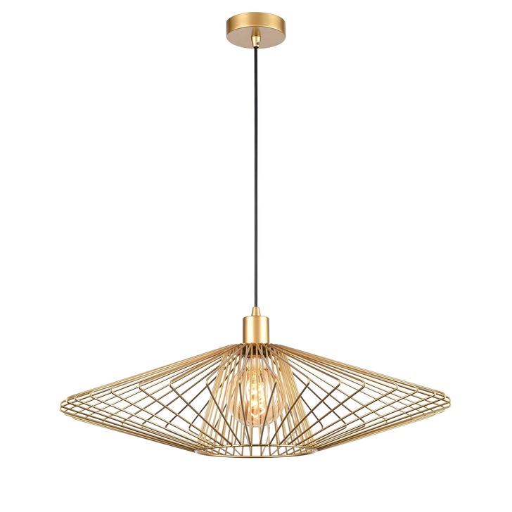 Franklite Thatch Large Single Open Metalwork Pendant In Gold