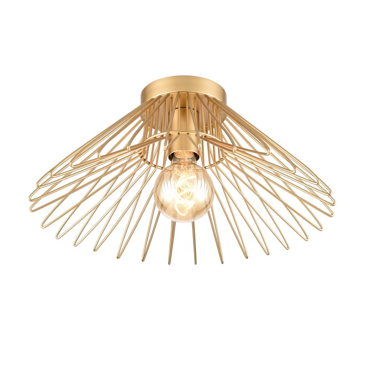 Franklite Thatch Open Metalwork Flush Ceiling Light In Gold