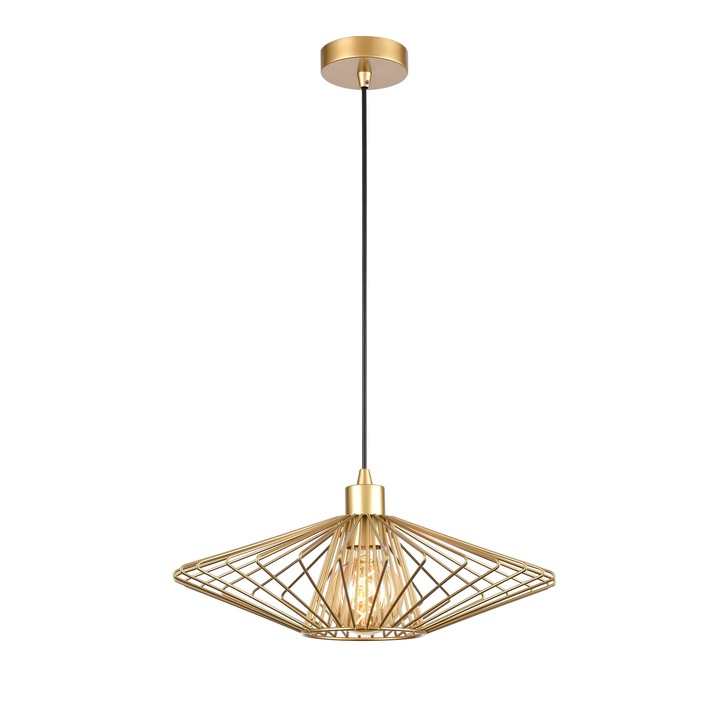 Franklite Thatch Small Single Open Metalwork Pendant In Gold