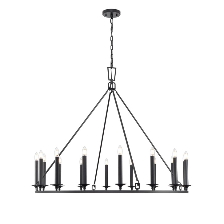 Franklite Tudor 16 Light Traditional Chandelier In Matt Black