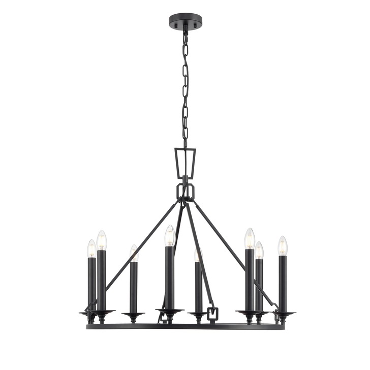 Franklite Tudor 8 Light Traditional Chandelier In Matt Black