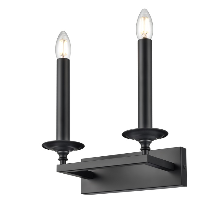 Franklite Tudor Twin Traditional Wall Light In Matt Black