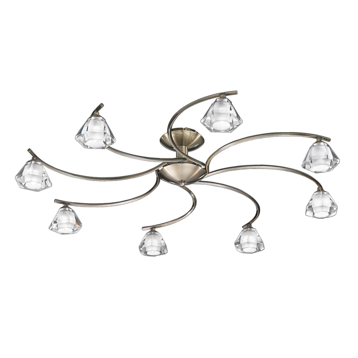 Franklite Twista Bronze Finish Semi-Flush 5 Light Complete With Clear/Frosted Glasses