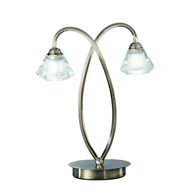 Franklite Twista Bronze Twin Table Lamp Complete With Frosted Glasses