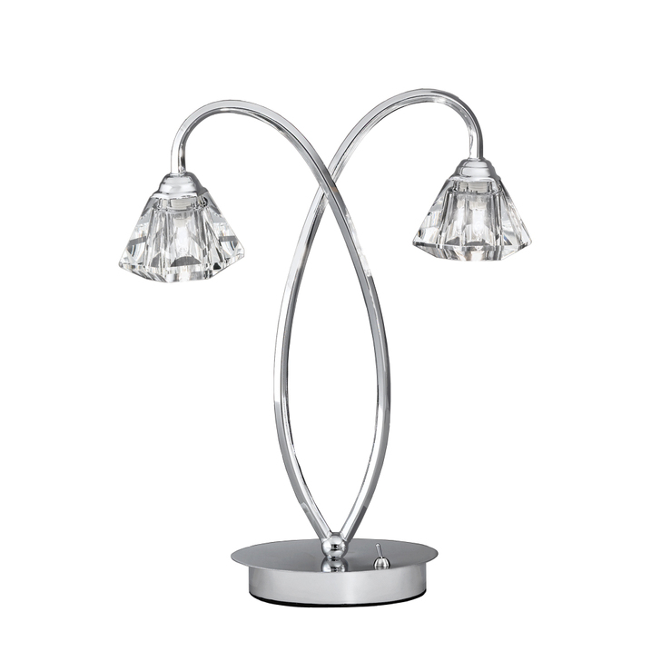 Franklite Twista Polished Chrome Twin Table Lamp Complete With Clear Glasses