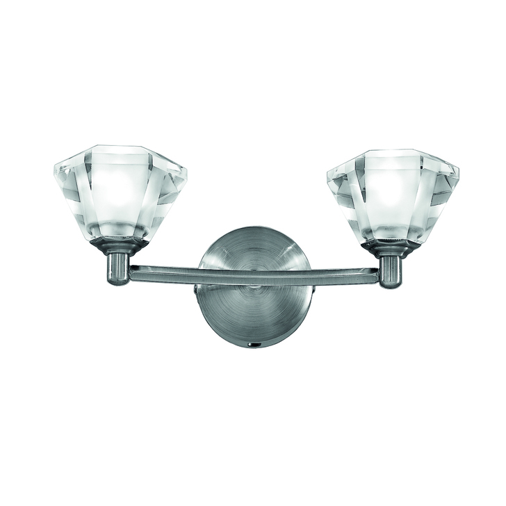 Franklite Twista Satin Nickel Double Wall Light Complete With Frosted Glasses