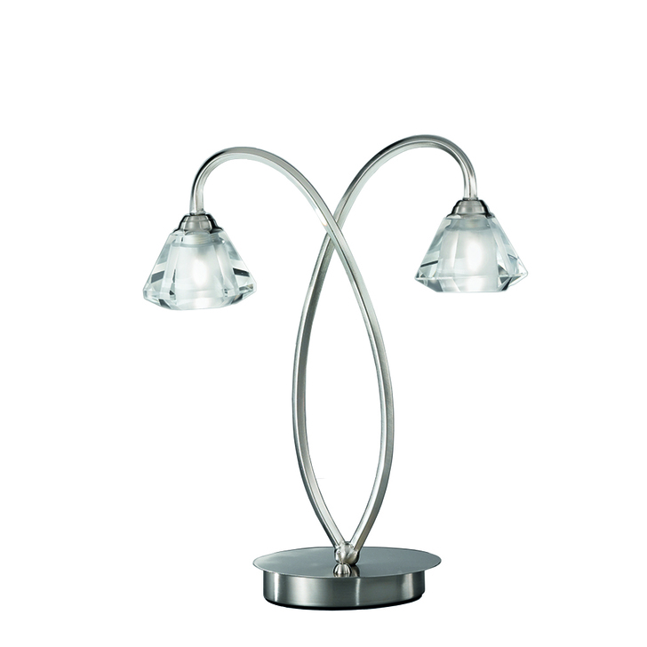 Franklite Twista Satin Nickel Twin Table Lamp Complete With Frosted Glasses