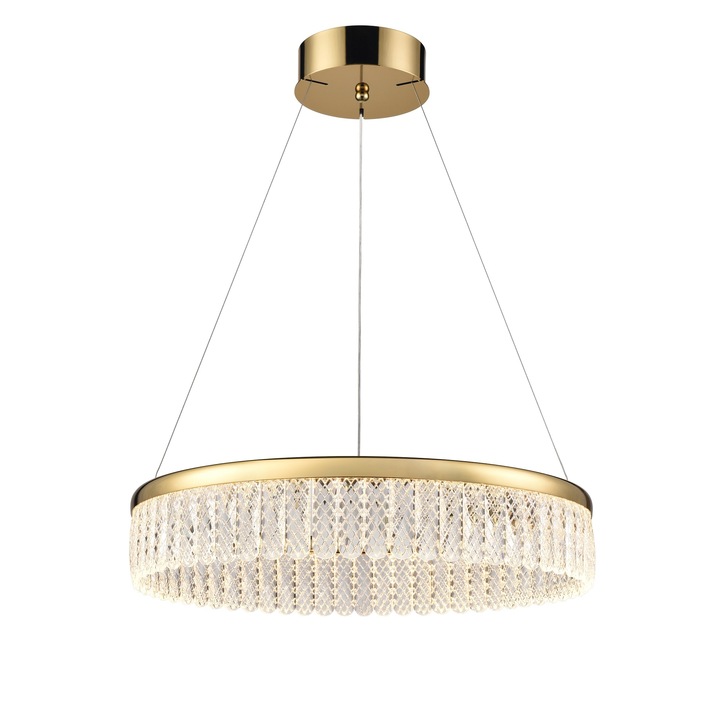 Franklite Victoria Small Round Led Pendant In Gold With Detailed Crystal Glasses - 3000K