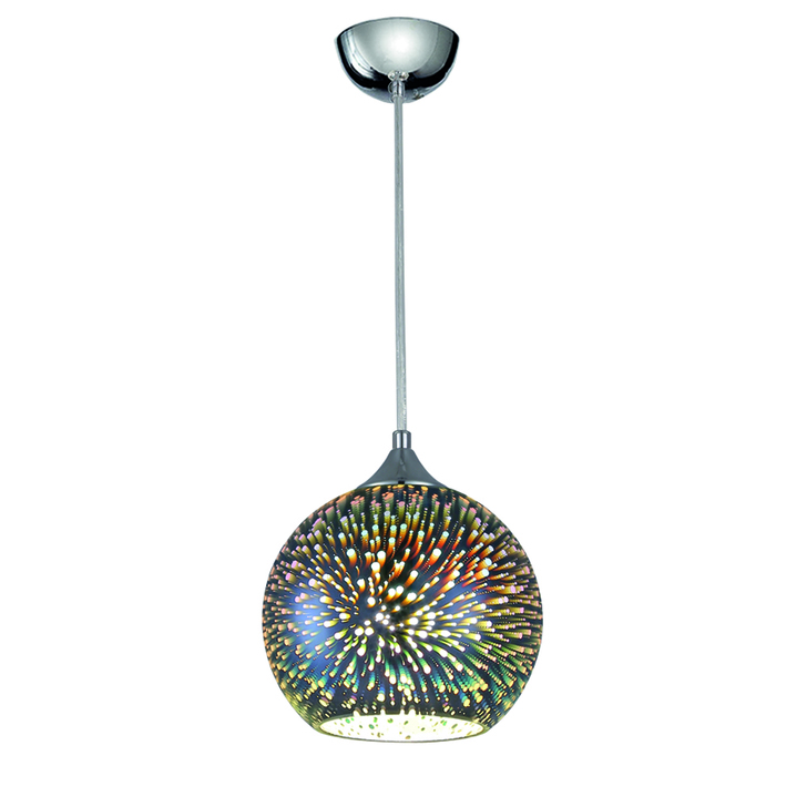 Franklite Vision 200mm 3D Effect Glass Pendant Complete With Polished Chrome Finish Metalwork