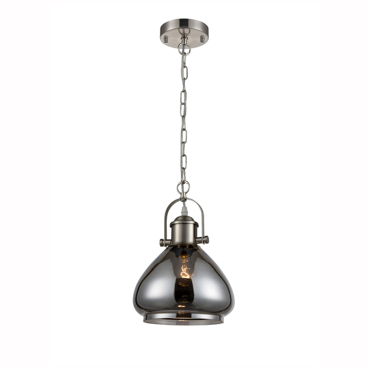 Franklite Vista Polished Chrome Single Pendant Complete With Smoke Glass