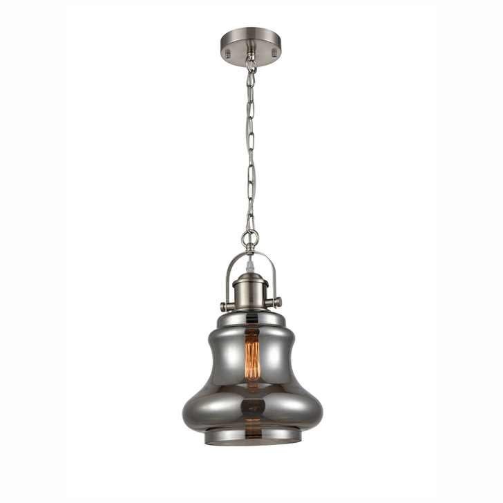 Franklite Vista Polished Chrome Single Pendant Complete With Smoke Glass