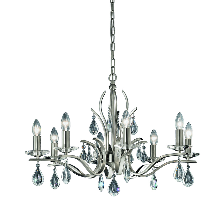 Franklite Willow 8 Light Chandelier In Satin Nickel