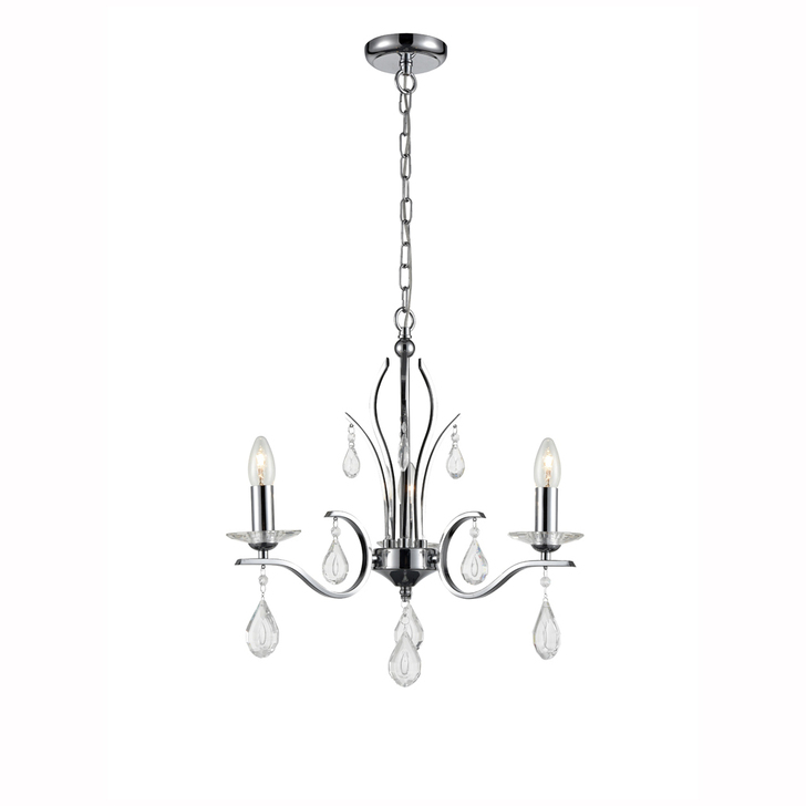 Franklite Willow Polished Chrome 3 Light Crystal Chandelier