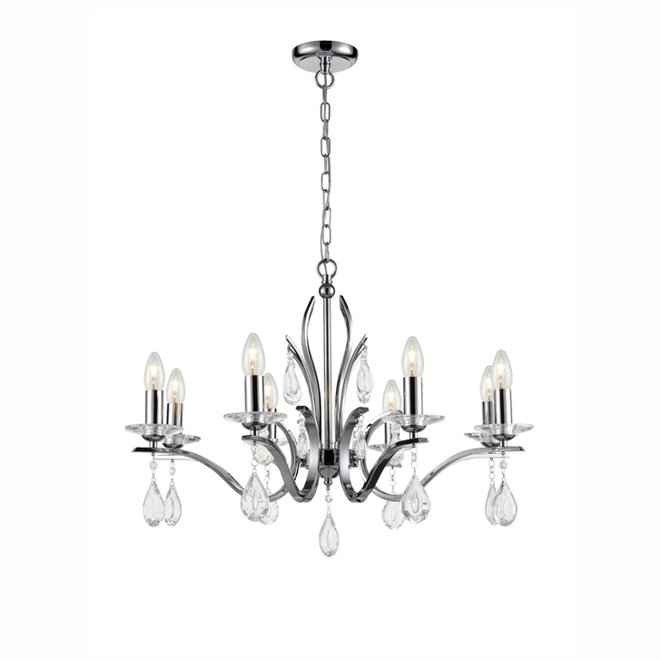 Franklite Willow Polished Chrome 8 Light Crystal Chandelier